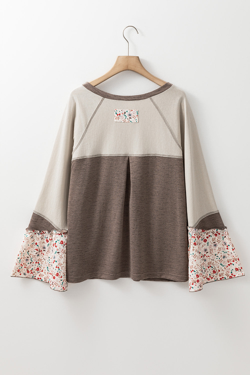 Floral Half Button Long Sleeve T-Shirt - T - 1 COLOR -