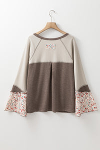 Thumbnail for Floral Half Button Long Sleeve T-Shirt - T - 1 COLOR -