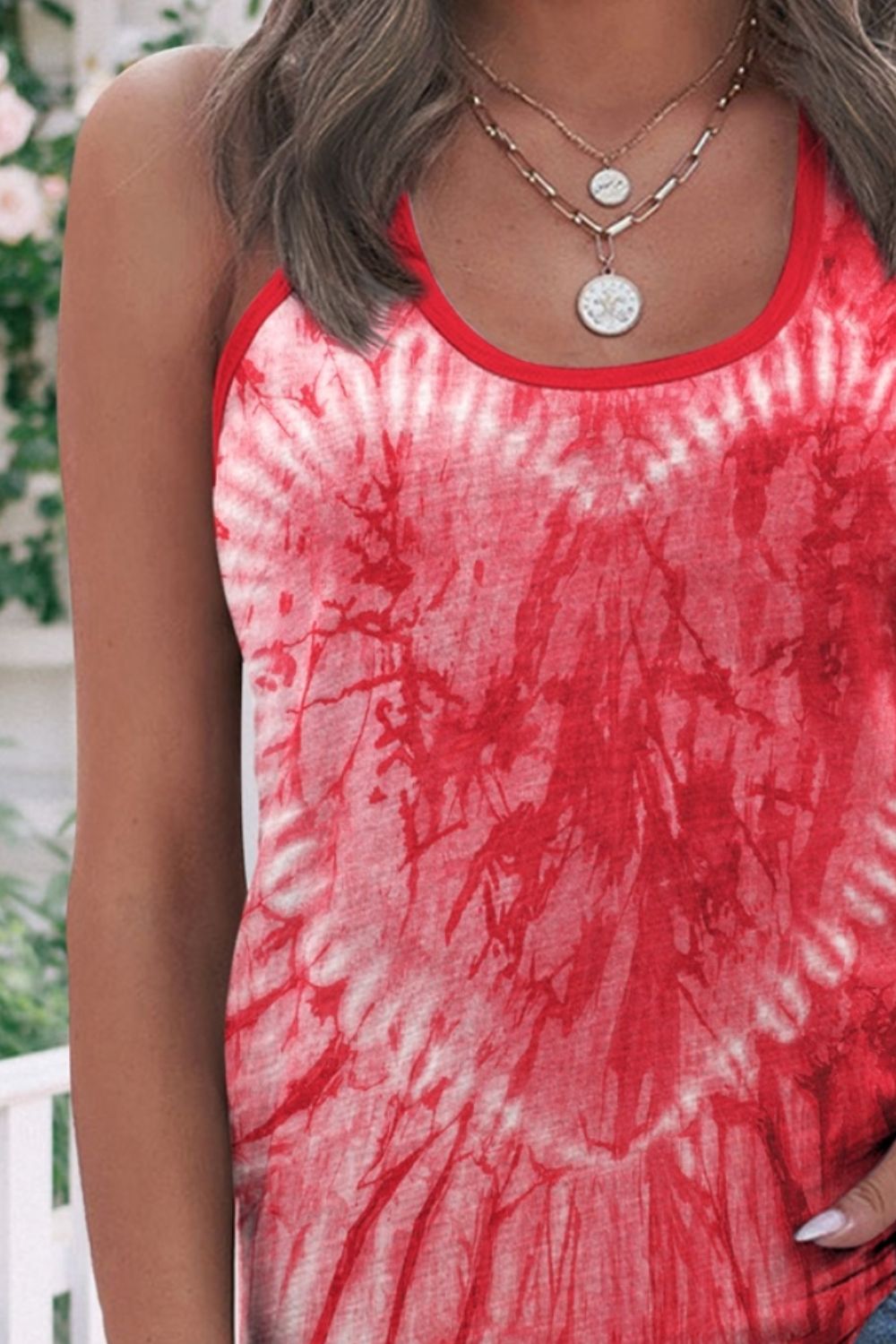 Tie-Dye Scoop Neck Wide Strap Tank - T - 1 COLOR -