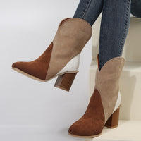 Thumbnail for Suede Square Toe Block Heel Boots - T - 4 COLORS -