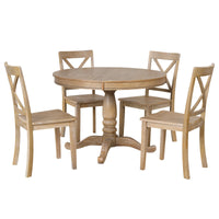 Thumbnail for Modern Dining Table Set for 4,Round Table and 4 Kitchen Room Chairs,5 Piece Kitchen Table Set for Dining Room,Dinette,Br