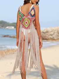 Thumbnail for Fringe Spaghetti Strap Cover-Up - T - 10 COLORS -