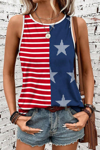 Thumbnail for US Flag Round Neck Tank - T - 1 COLOR -