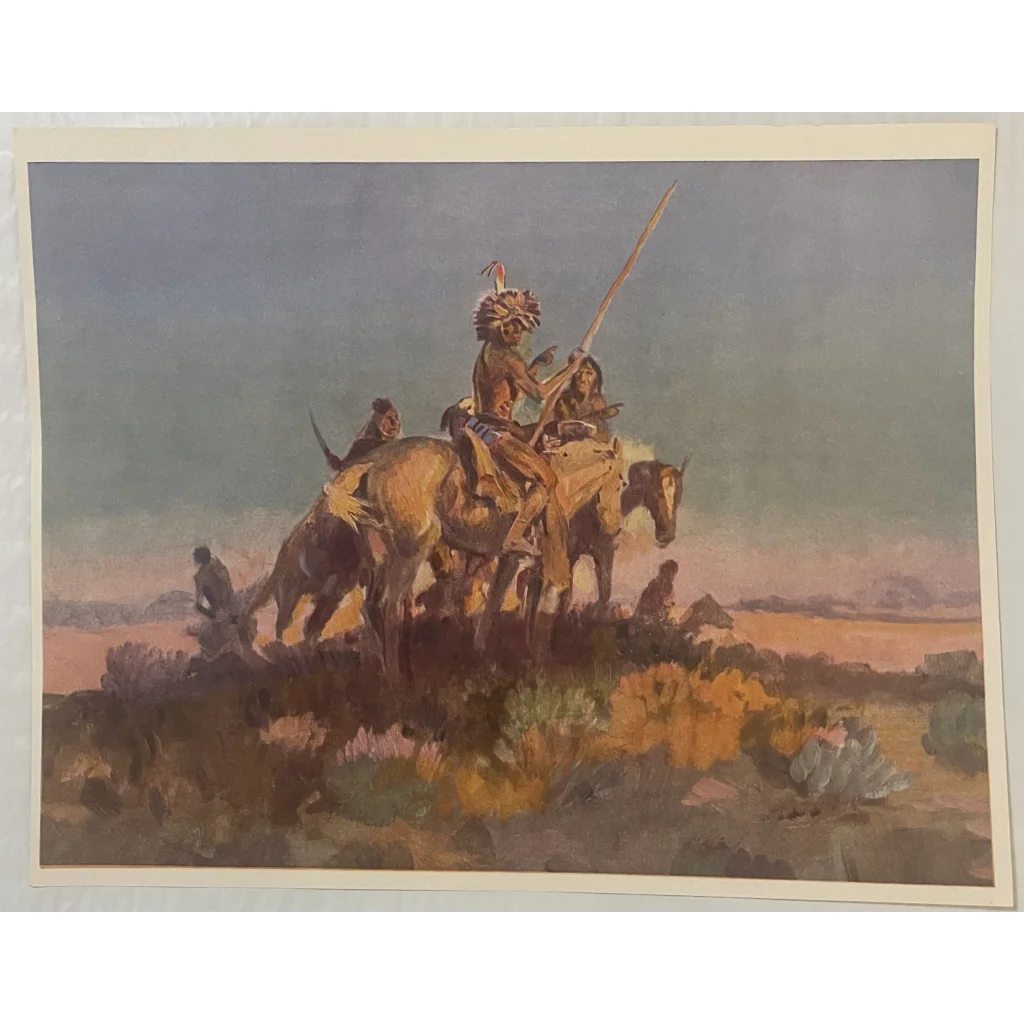 Vintage 1970s Art Print, Charles Russell, Native American Western Decor! 🦬