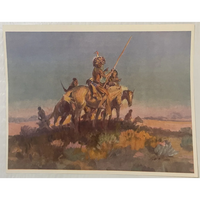 Thumbnail for Vintage 1970s Art Print, Charles Russell, Native American Western Decor! 🦬