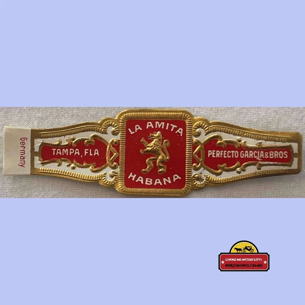 Rare 1910s Antique Vintage La Amita Habana Embossed Cigar Band - Label Tampa, FL