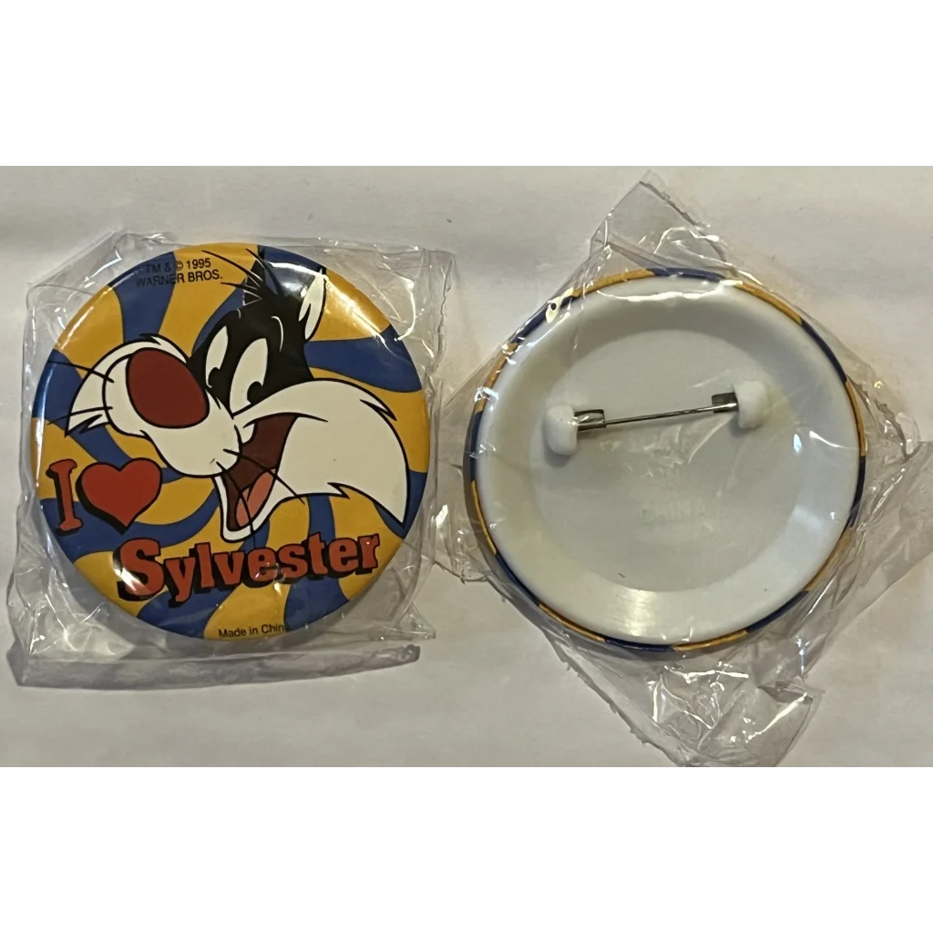 Vintage 1995 Looney Tunes Pin, I Love Sylvester, Unopened in Package!