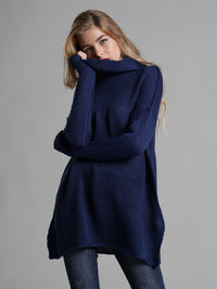 Thumbnail for Turtleneck Dropped Shoulder Long Sleeve Sweater - T - 6 COLORS -