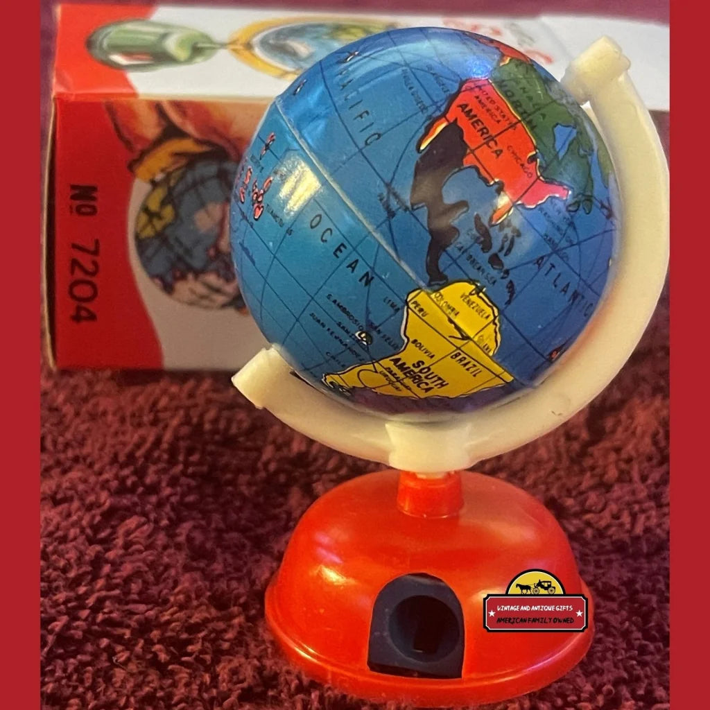 Vintage 1960s Tin Globe Pencil Sharpener, Unopened in Box, Memories From Childhood