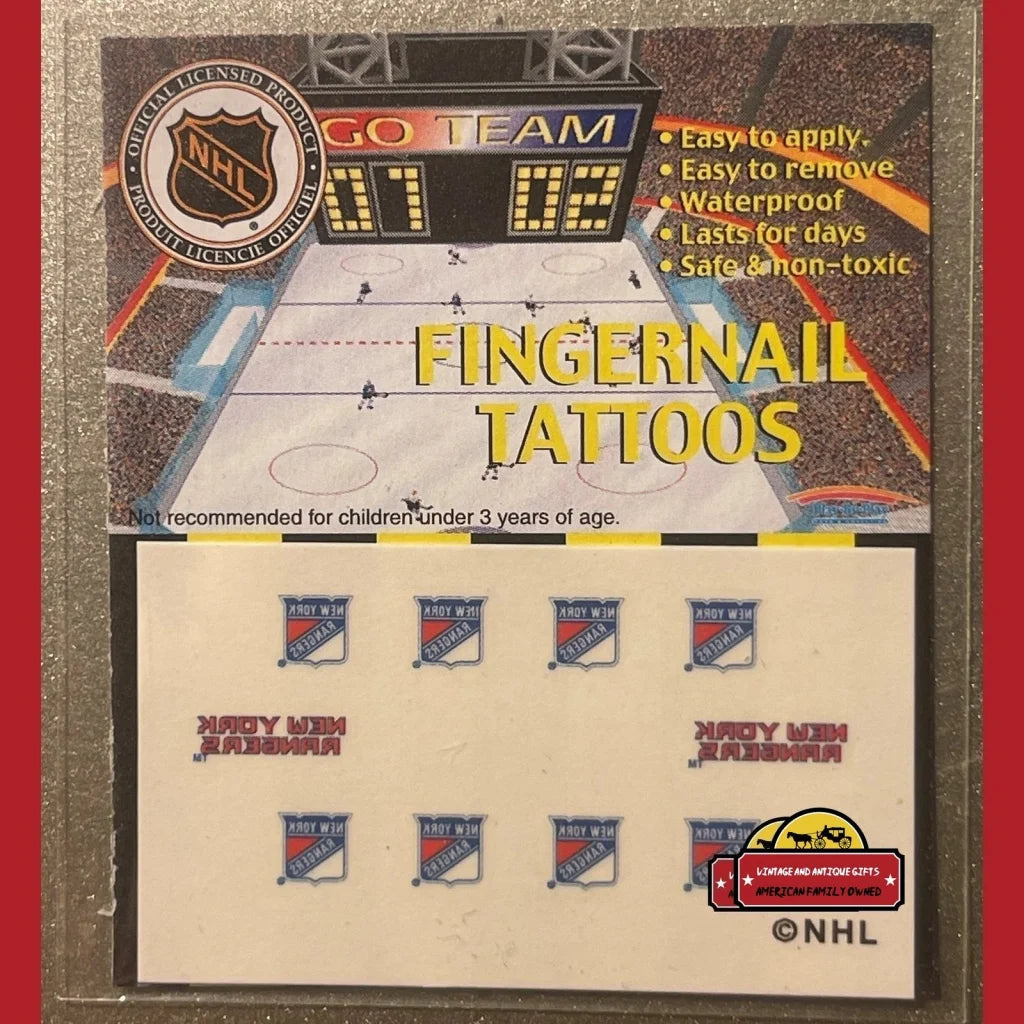 Vintage 1998 NHL Fingernail Tattoos New York Rangers, It's Hockey Season!!!