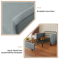 Thumbnail for Modern Love Seat Futon Sofa Bed With Headboard,Linen Love Seat Couch,Pull Out Sofa Bed With 2 Pillows & 2 Sides Pockets