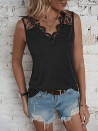 Thumbnail for Lace Detail V-Neck Tank - T - 1 COLOR -