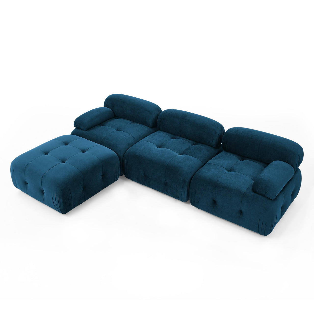 Modular Sectional Sofa, Button Tufted Designed and DIY Combination,L Shaped Couch With Reversible Ottoman, Navy Velvet