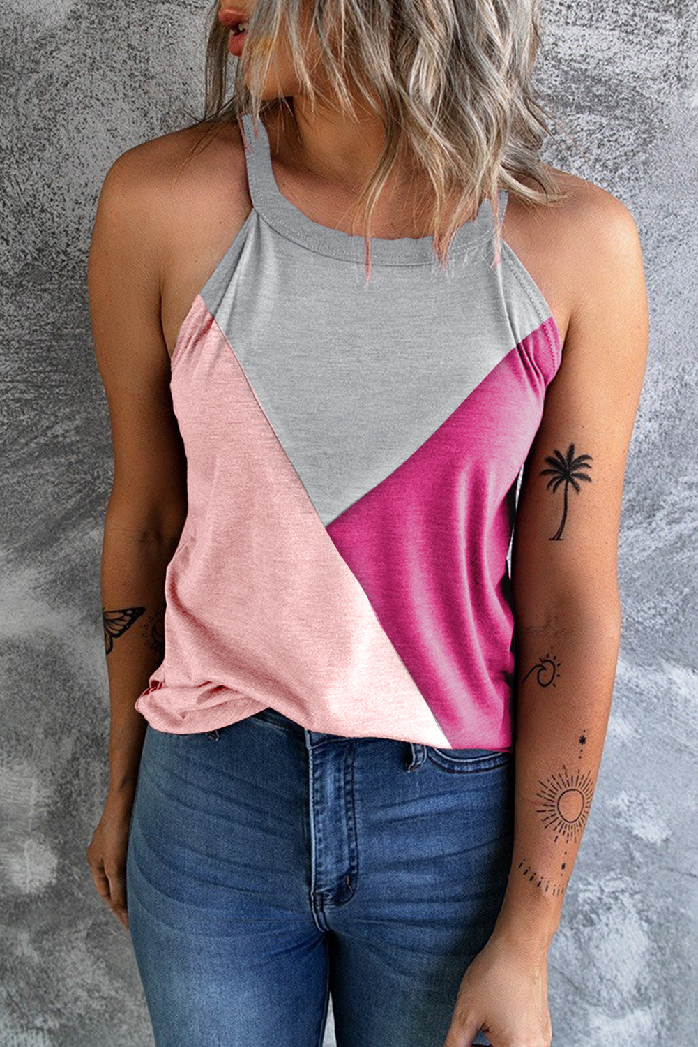 Color Block Grecian Neck Tank - T - 2 COLORS -