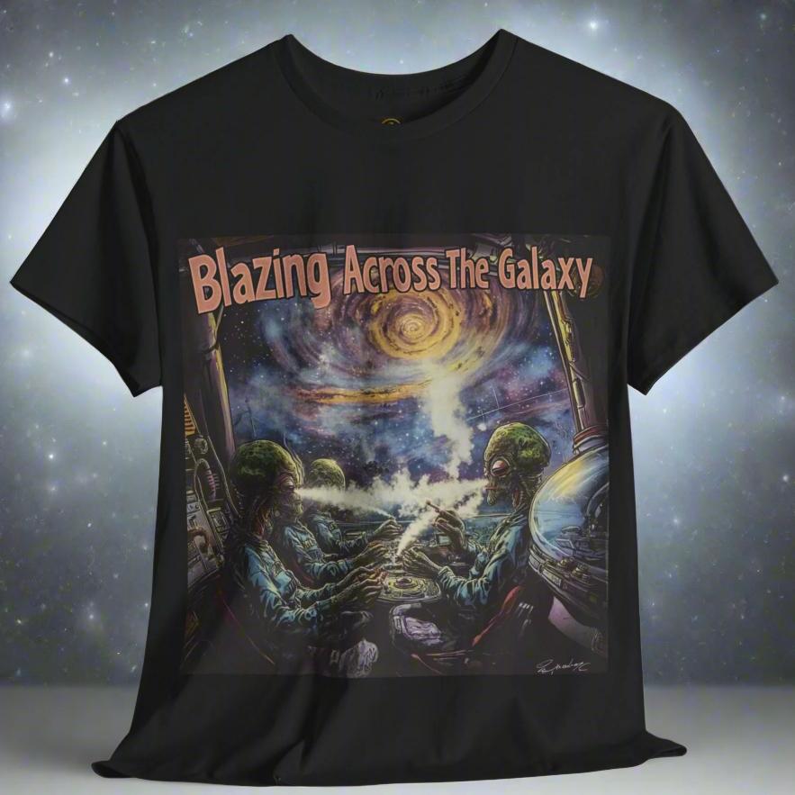 "Blazing Across the Galaxy", Alien T-Shirt, Funny Tee - 4 COLORS -