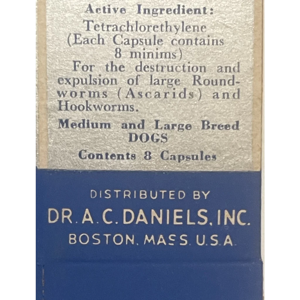 Rare Antique Vintage 1950s Dr A. C. Daniels Dog Vermi-Kap Medicine Box USA 🏛️!