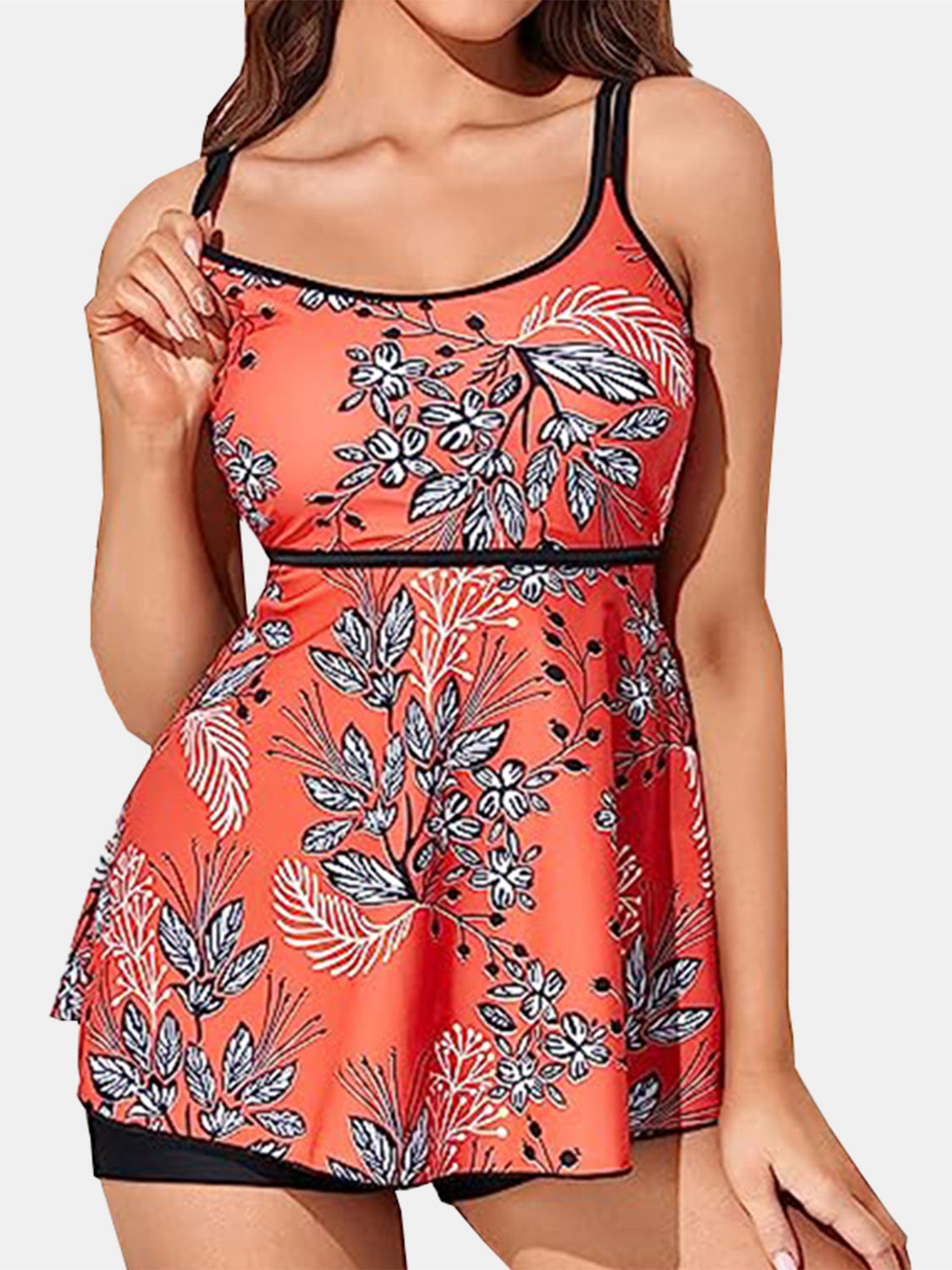 Printed Scoop Neck Two-Piece Swim Set - T - 4 COLORS/PATTERNS -