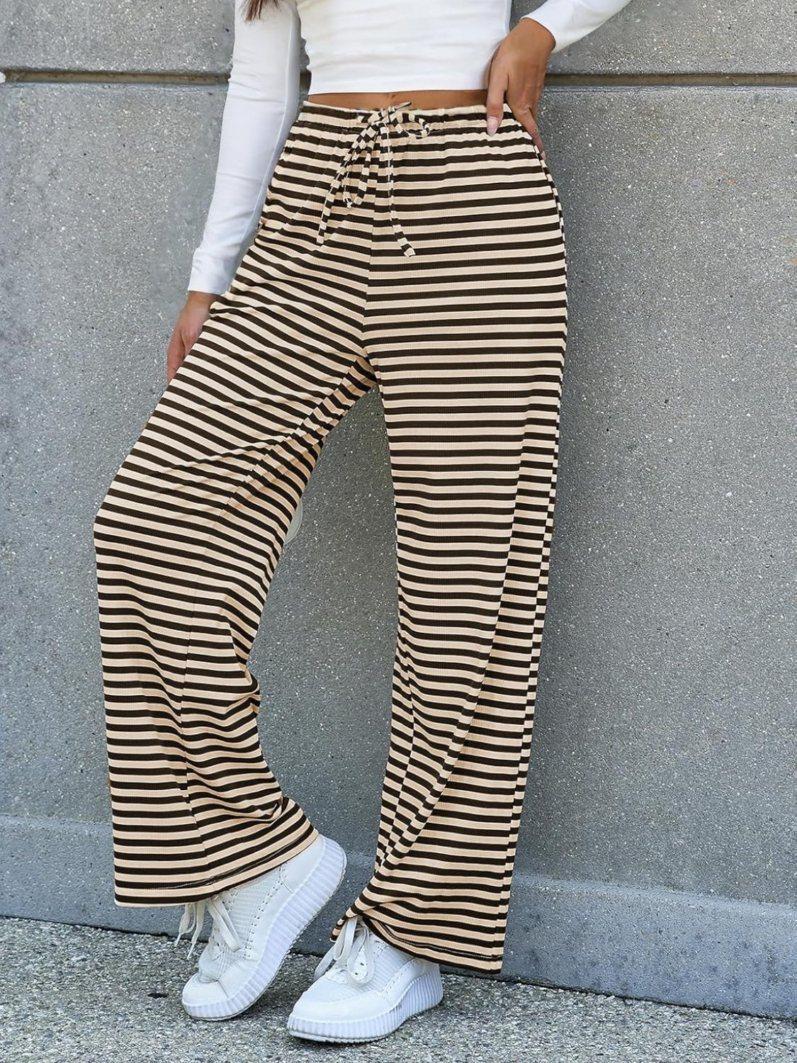 Lovelet Striped Wide Leg Pants - T - 5 COLORS -