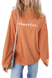 Thumbnail for THANKFUL Round Neck Long Sleeve Sweatshirt - T - 1 COLOR -