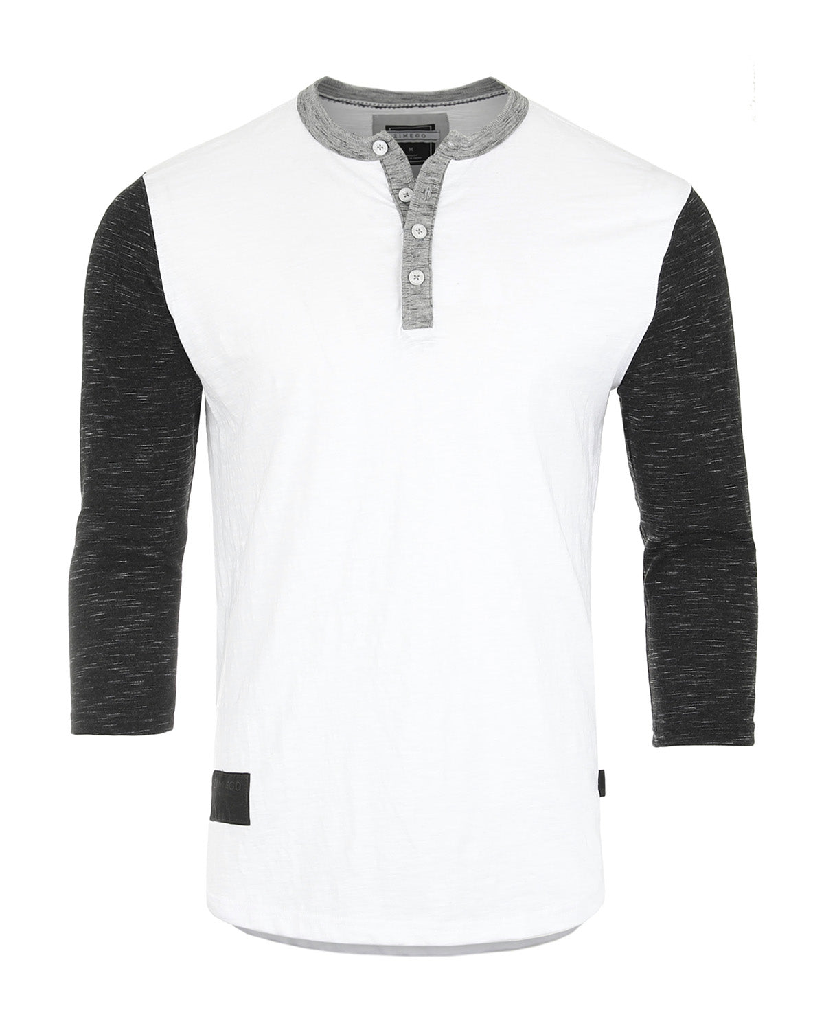 Men's 3/4 Sleeve Black / White Baseball Henley – Casual Athletic Button Crewneck Shirt - 2 COLOR COMBOS -