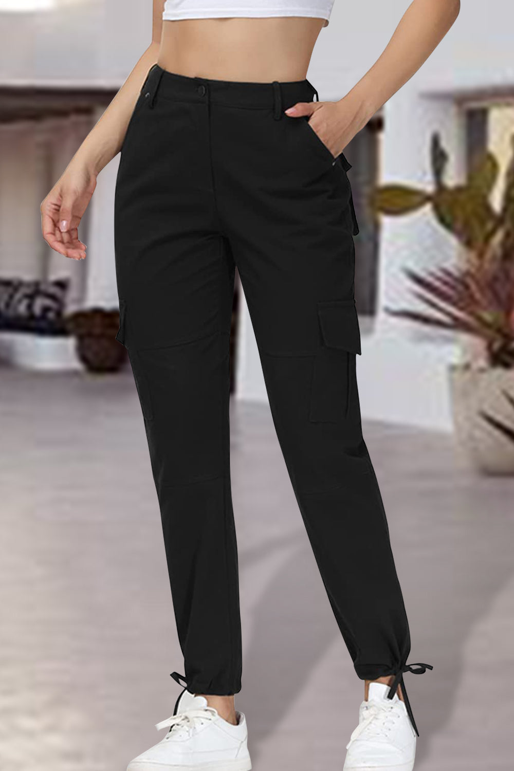 Full Size High Waist Pants with Pockets - T - 3 COLORS -