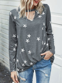 Thumbnail for Cutout Round Neck Long Sleeve T-Shirt - T - 5 COLORS -