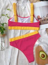 Thumbnail for Contrast Scoop Neck Wide Strap Two-Piece Swim Set - T - 5 COLORS -