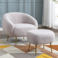 Thumbnail for Modern Comfy Leisure Accent Chair, Teddy Short Plush Particle Velvet Armchair With Ottoman for Living Room