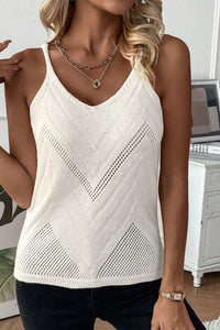 Thumbnail for Openwork Spaghetti Strap Knit Vest - T - 1 COLOR -