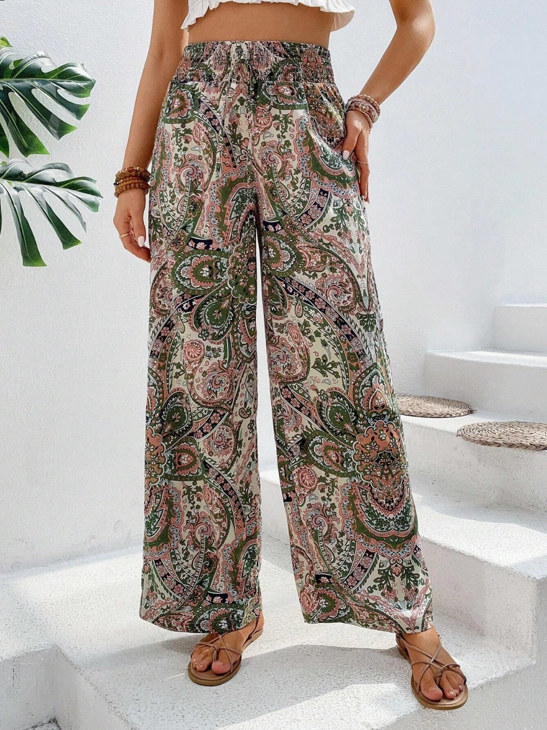 Printed Wide Leg Pants - Beach or Everyday - T - 5 COLORS -