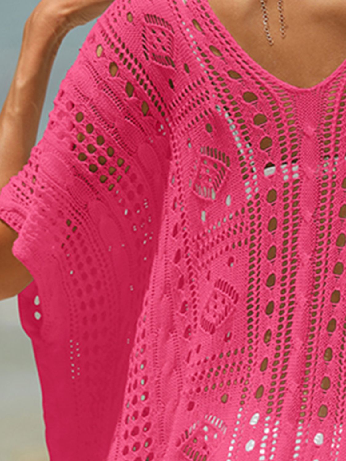 Openwork Half Sleeve Cover-Up - 1 SIZE FITS ALL - T - 5 COLORS -