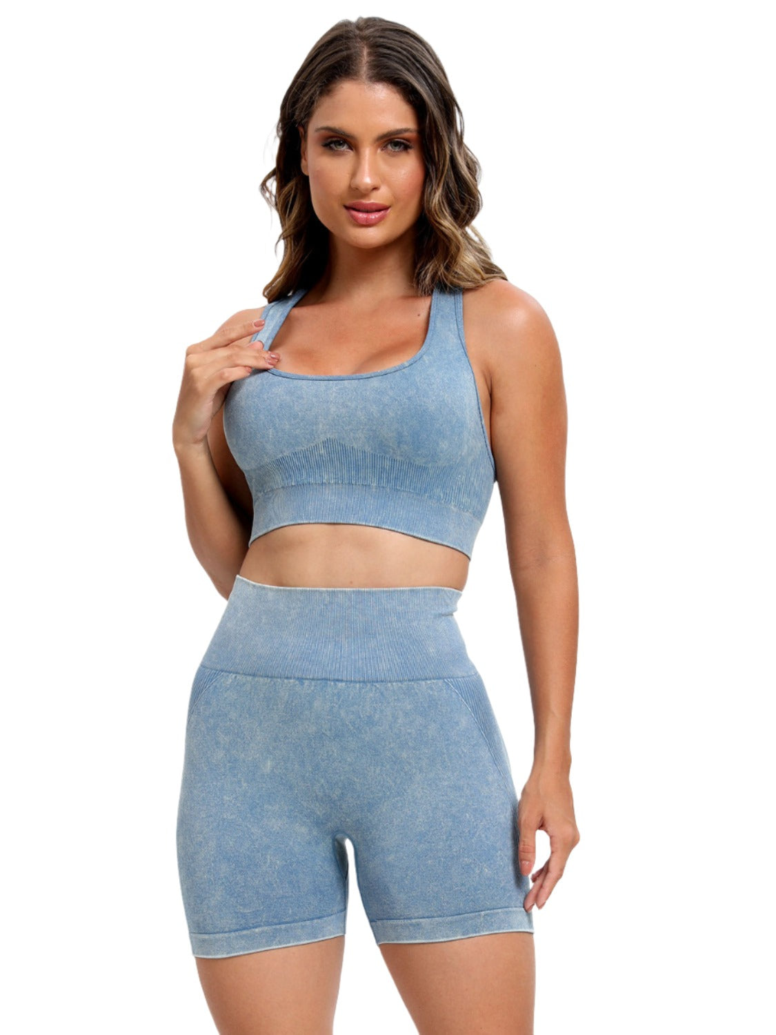 Scoop Neck Wide Strap Top and Shorts Active Set - 2 PCS. - T - 5 COLORS -