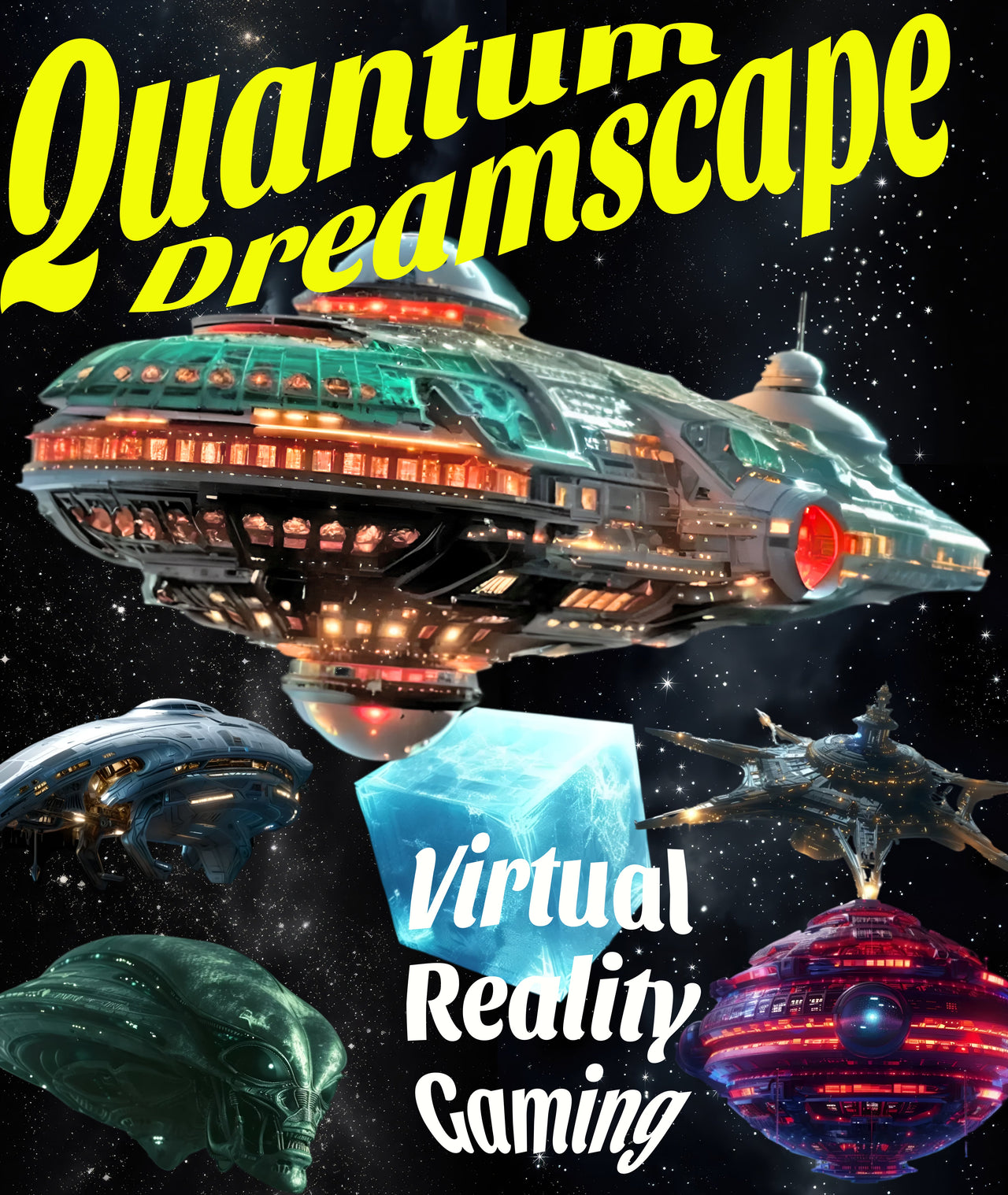 Quantum Dreamscape Spaceship T-Shirt, Alien T-Shirt - 2 COLORS -