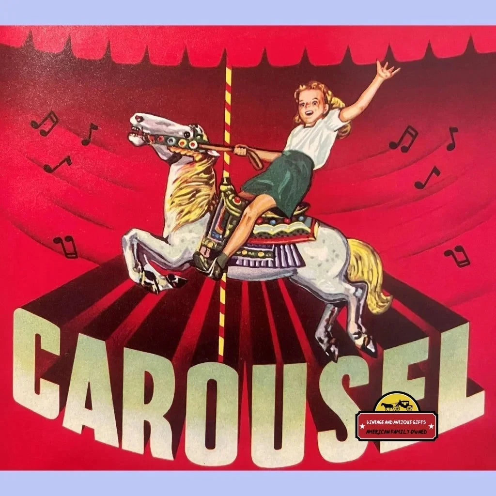 Vintage 1950s Carousel Crate Label, San Jose, CA, Child, Merry Go Round