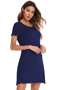 Thumbnail for Round Neck Short Sleeve Lounge Dress - T - 3 COLORS -