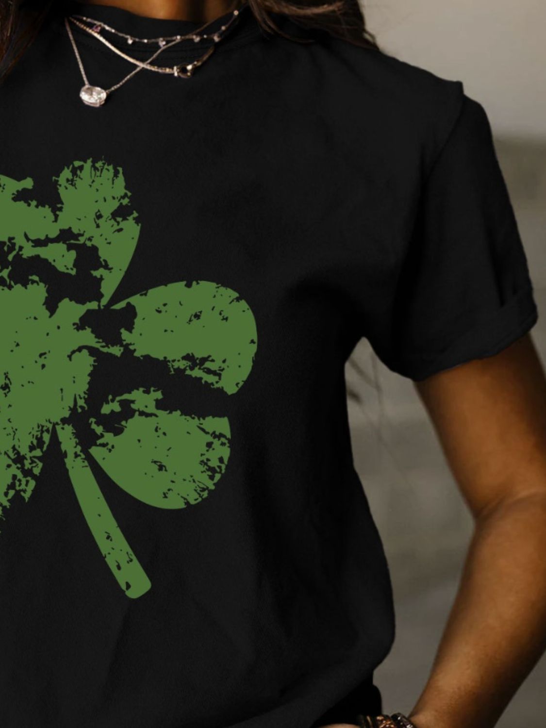 Full Size Lucky Clover Round Neck Short Sleeve T-Shirt - T - 11 COLORS -