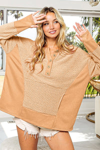 Thumbnail for BiBi Thumb Opening Long Sleeve Top with Kangaroo Pocket - T - 1 COLOR -