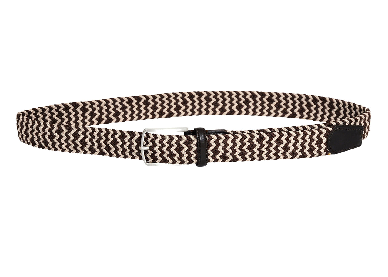 Jkel - Rosenberg Brown/Beige Plaited Men Stretch Belt -