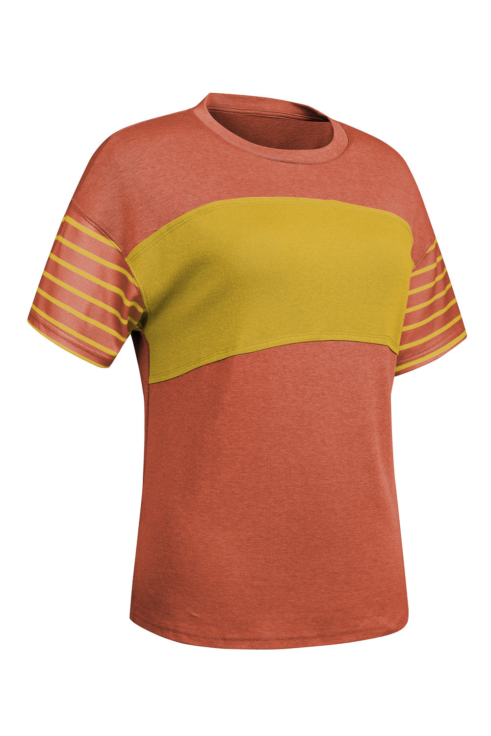 Striped Round Neck Short Sleeve T-Shirt - T - 6 COLORS -