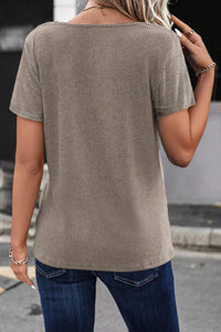 Thumbnail for V-Neck Short Sleeve Top - T - 1 COLOR -