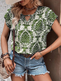 Thumbnail for Printed Short Sleeve Blouse - T - 3 COLORS -