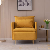 Thumbnail for Modern Fabric Accent Armchair,upholstered Single Sofa Chair,Yellow Cotton Linen-30.7''