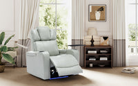 Thumbnail for PU Leather Power Recliner Individual Seat Home Theater Recliner With Cooling Cup Holder, Bluetooth Speaker, LED Lights,