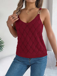 Thumbnail for Openwork Scoop Neck Knit Vest - T - 5 COLORS -