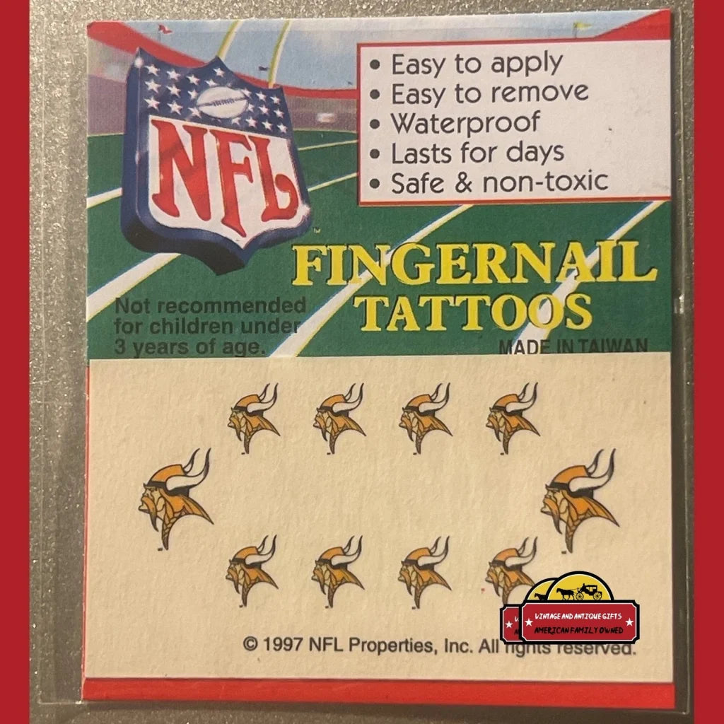 Vintage 1997 NFL Fingernail Tattoos Minnesota Vikings, It's Football Season!!!