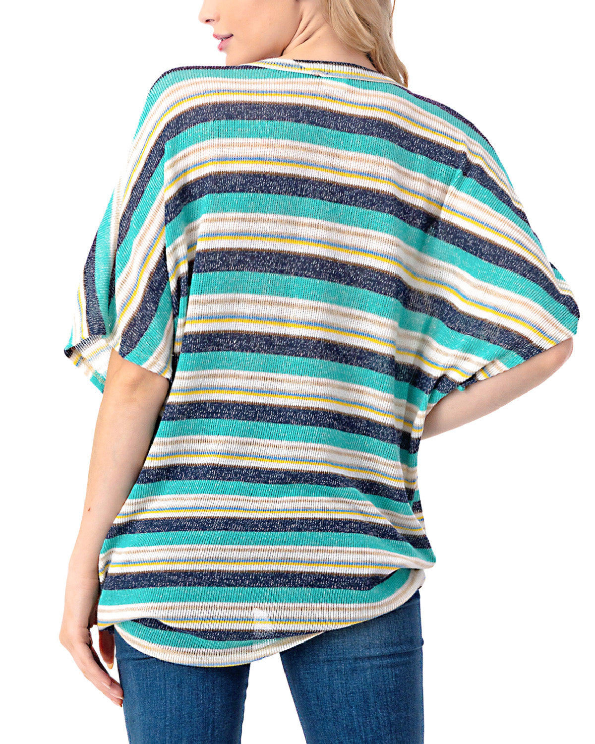 Women's Short Sleeve Loose Fit Dolman Tunic Front Knot Top Casual Shirts - 1 COLOR -