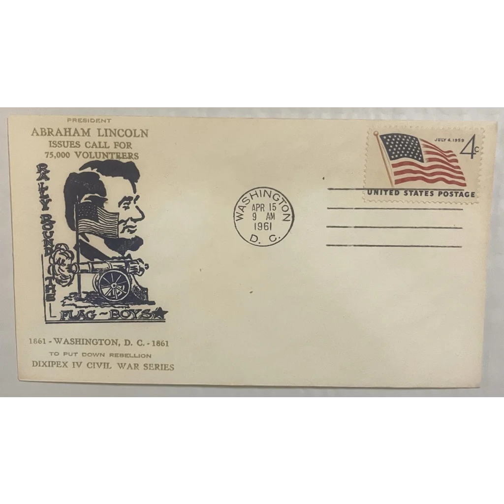 Vintage 1961 📣 Civil War Centennial Series Lincoln Embossed Stamped Envelope