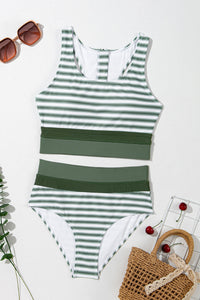 Thumbnail for Striped Wide Strap Bikini Set