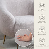 Thumbnail for Modern Comfy Leisure Accent Chair, Teddy Short Plush Particle Velvet Armchair With Ottoman for Living Room