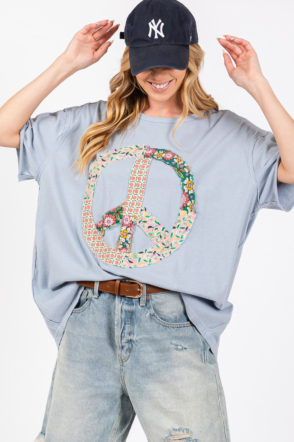 SAGE + FIG Peace Sign Round Neck Half Sleeve T-Shirt - T - 1 COLOR -